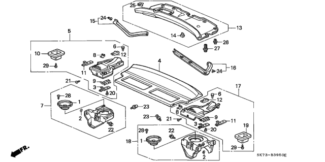 1990 Acura Integra Speaker Assembly (6 1/2") (Single Cone) (Panasonic) Diagram for 39120-SF1-A01