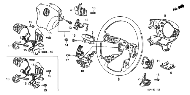 2011 Acura RL Steering Wheel Assembly (Type A) (Leather) Diagram for 78501-SJA-A81ZA