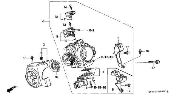 2004 Acura RSX Throttle Body Assembly (Gyb4A) Diagram for 16400-PND-A12
