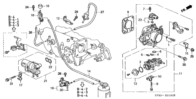 1995 Acura Integra Throttle Body Assembly (Gr25B) Diagram for 16400-P75-A50