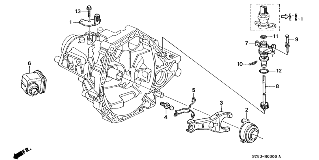 1995 Acura Integra Clutch Release Setting Spring Diagram for 22835-P80-000