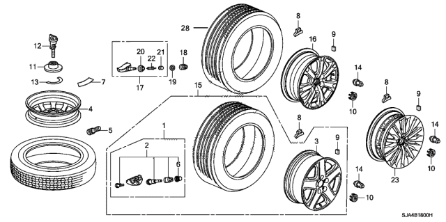 2010 Acura RL Label, Spare Tire Adapter Diagram for 74653-SJA-003