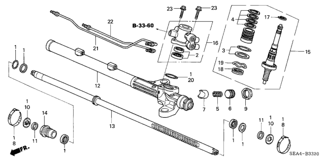 2006 Acura TSX Guide, Steering Rack Diagram for 53416-S3M-A01