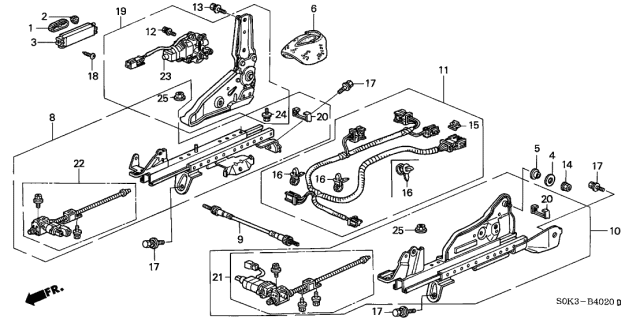 2000 Acura TL Adjuster Assembly, Passenger Side Slide (Outer) Diagram for 81260-S0K-A01