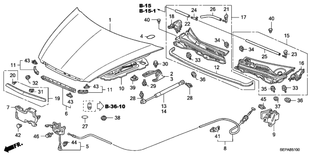 2008 Acura TL Lever, Hood Wire (Gray) Diagram for 74135-SDA-A01ZH