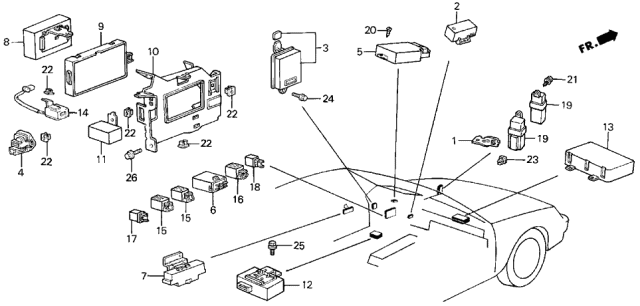 1990 Acura Legend Control Unit, Integrated Diagram for 38600-SD4-A03