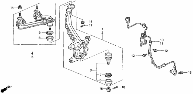 1999 Acura CL Left Front Arm Assembly (Upper) Diagram for 51460-SV4-000