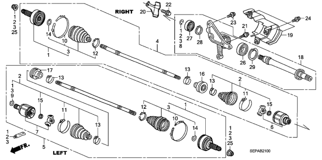 2008 Acura TL Band C, Driveshaft (Oetiker Limited) Diagram for 44329-SEP-A01