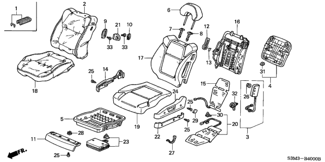 2002 Acura CL Front Seat Diagram 1