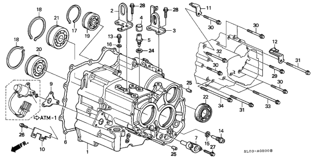 1997 Acura NSX Holder, Reverse Idle Diagram for 23540-PR9-000