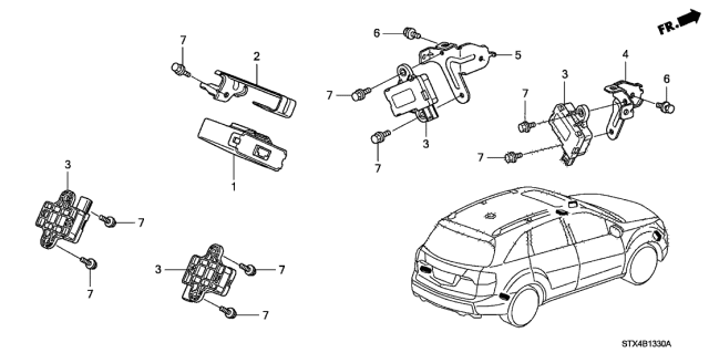 2007 Acura MDX Bracket, Right Front Tpms Initiator Diagram for 39361-STX-A00