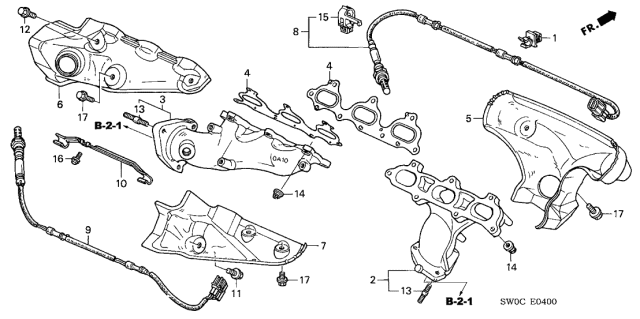 2004 Acura NSX Cover A, Rear Exhaust Manifold Diagram for 18130-PR7-000