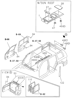 1999 Acura SLX Head Lining - Trim Diagram