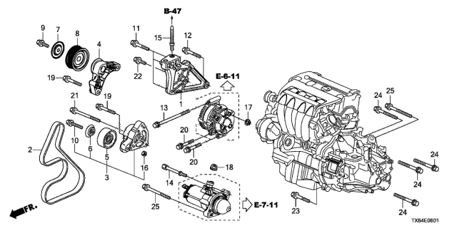 2014 Acura ILX Bracket, Idle Pulley Diagram for 31175-RX0-A00