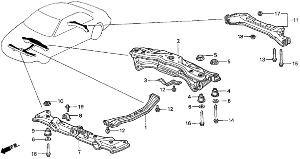 1997 Acura CL Insulator C, Sub-Frame Mounting (Upper) Diagram for 50281-SV7-A00