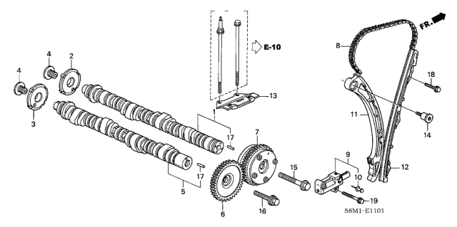 2004 Acura TSX Camshaft, In. Diagram for 14110-RBB-000