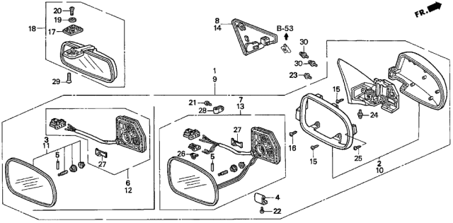 1996 Acura TL Driver Side Housing (Cayman White Pearl) Diagram for 76251-SW5-J21ZL