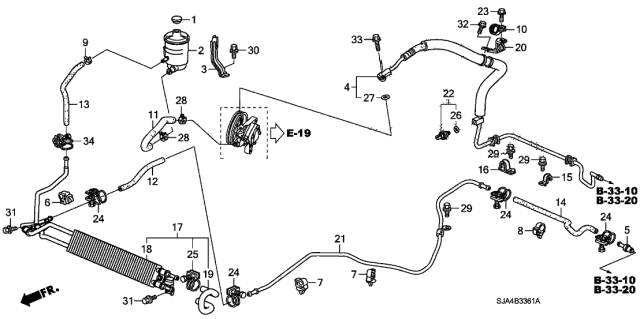 2010 Acura RL Holder B, Power Steering Pipe Diagram for 53736-SK7-950
