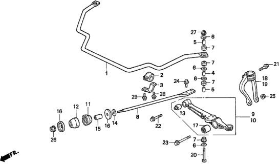 1997 Acura TL Front Stabilizer Bushing Bracket Diagram for 51308-SW3-000