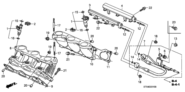 2008 Acura MDX Pipe, Front Fuel Diagram for 16610-RYE-A01