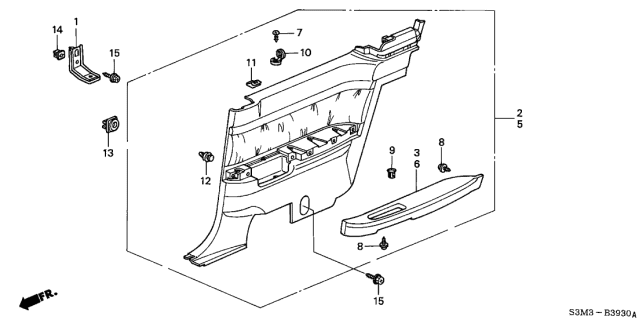 2002 Acura CL Bracket, Side Lining Diagram for 83531-S3M-A00