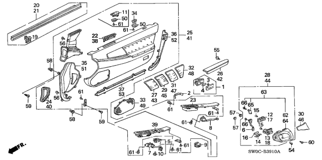 2004 Acura NSX Remote Control Mirror Switch Assembly Diagram for 35190-SL0-A01