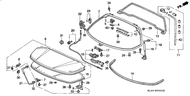 1991 Acura NSX Stay, Engine Maintenance Lid Open Diagram for 74845-SL0-000