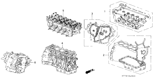 1995 Acura Integra General Assembly, Cylinder Head Diagram for 10003-P72-A00
