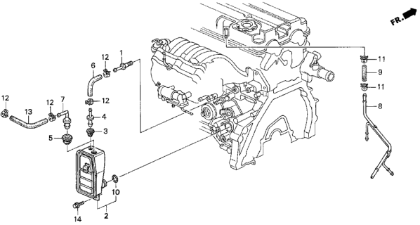 1998 Acura Integra Breather Chamber Set Diagram for 11851-P72-000