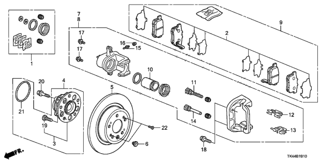 2010 Acura TL Disc Brake Pad Retaining Clip Retainer Diagram for 43237-SHJ-A01