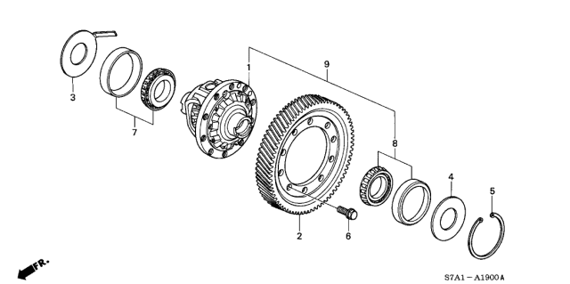 2002 Acura RSX Shim A (76MM) (2.20) Diagram for 41441-PK4-000