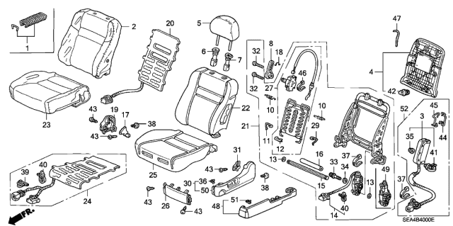 2005 Acura TSX Heater Complete Left,Front Diagram for 81534-SEA-G54