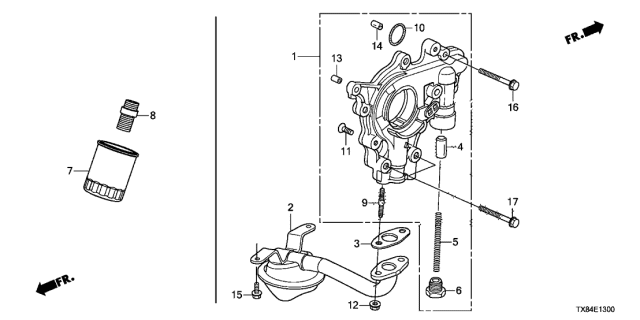 2013 Acura ILX Hybrid Pump Assembly, Oil Diagram for 15100-RB0-003