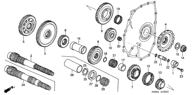 2002 Acura RSX Gear, Reverse Idle Diagram for 23541-PRP-000