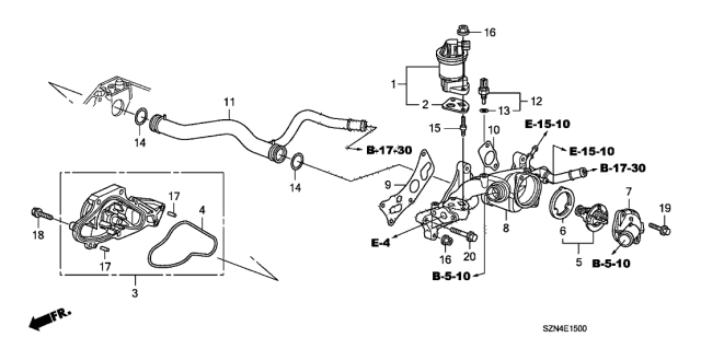 2011 Acura ZDX Water Pump-Connector Pipe Diagram for 19505-RN0-A00