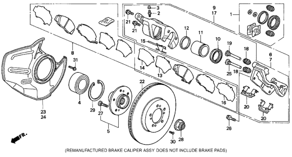 1991 Acura Legend Driver Side Caliper Assembly (17Cl-15Vn) (Nissin) Diagram for 45230-SP0-A01