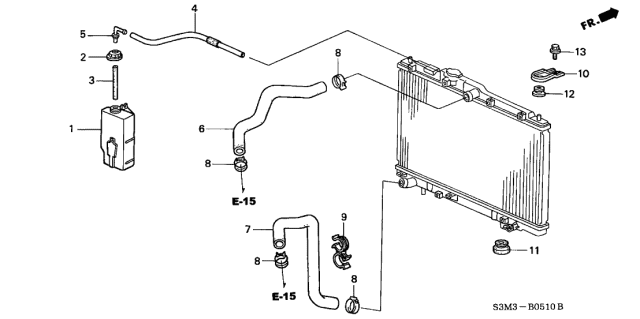 2001 Acura CL Water Hose (Lower) Diagram for 19502-P8E-A00
