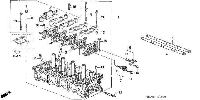 2006 Acura TSX Cylinder Head Assembly Diagram for 12100-RBB-000