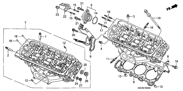 2006 Acura MDX Cylinder Head Assembly, Rear Diagram for 12300-RDJ-305