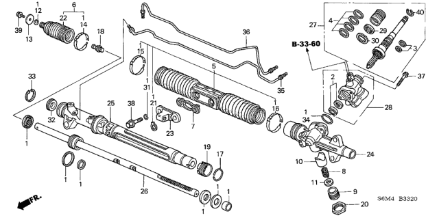 2004 Acura RSX Steering Rack Diagram for 53626-S6M-A52