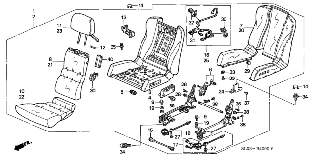 1997 Acura NSX Seat Assembly, Right Front (Light Tan) (Leather) Diagram for 06811-SL0-A03ZC