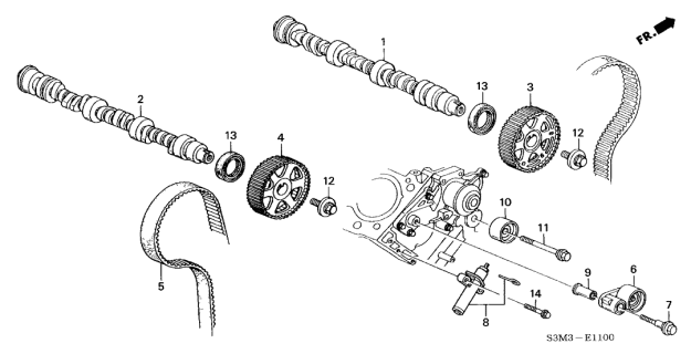 2001 Acura CL Camshaft, Front Diagram for 14100-PGE-A00