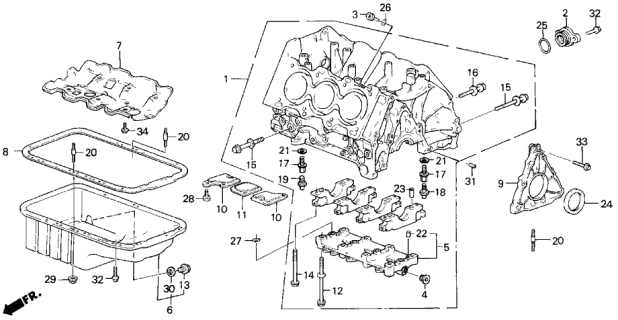 1988 Acura Legend Block Assembly, Cylinder Diagram for 11000-PL2-A00