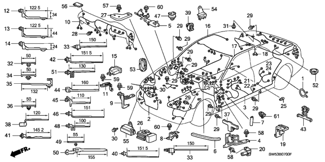 1998 Acura TL Bracket, Engine Wire Harness Diagram for 32111-PY3-A01