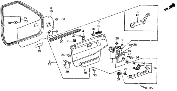 1989 Acura Integra Left Front Door Armrest (Palmy Gray) (Power Window) Diagram for 75833-SE7-A41ZD