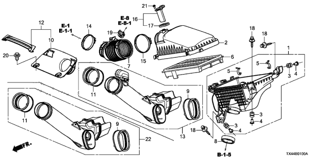 2014 Acura RDX Air In. Tube Assembly Diagram for 17250-R8A-A00