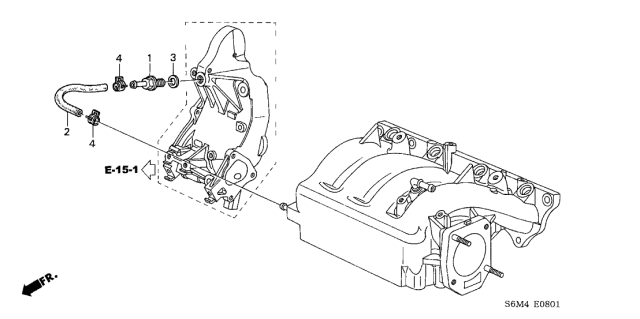 2005 Acura RSX Pcv Valve Assembly Diagram for 17130-PRB-A01