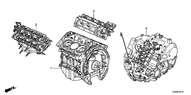 2015 Acura RDX Engine Sub-Assembly,Rear Head Diagram for 10005-R70-A05