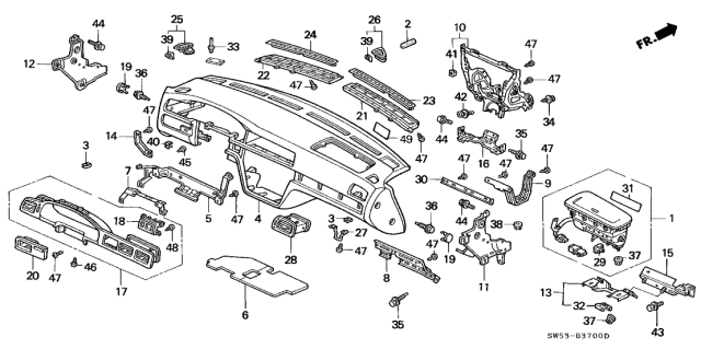 1996 Acura TL Garnish Assembly, Defroster (Medium Taupe) (Driver Side) Diagram for 77470-SW5-A00ZB
