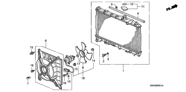 1997 Acura TL Motor, Cooling Fan (Mitsuba) Diagram for 19030-PV3-014